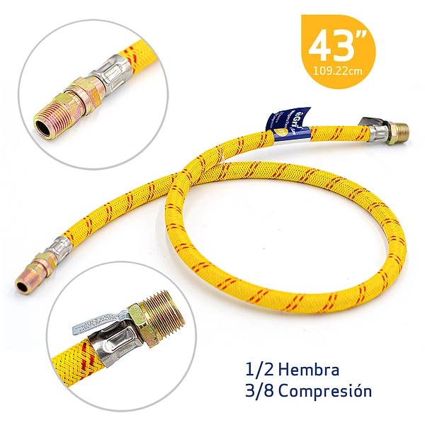 MANGUERA P/ESTUFA Y HORNO DE GAS 1/2""Hx3/8""C-46"" LARGO