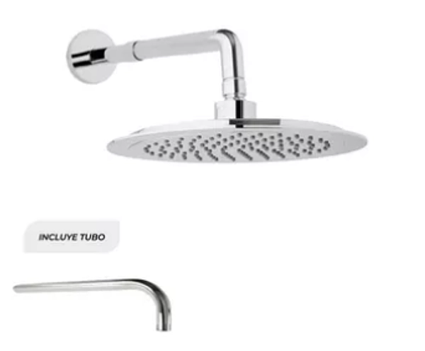 Ducha Lluvia Redonda De 8" Incluye Tubo De 45 Cm Acero Inoxi