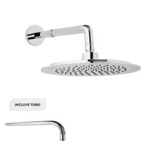 Ducha Lluvia Redonda De 6" Incluye Tubo 30cm Acero Inoxidabl