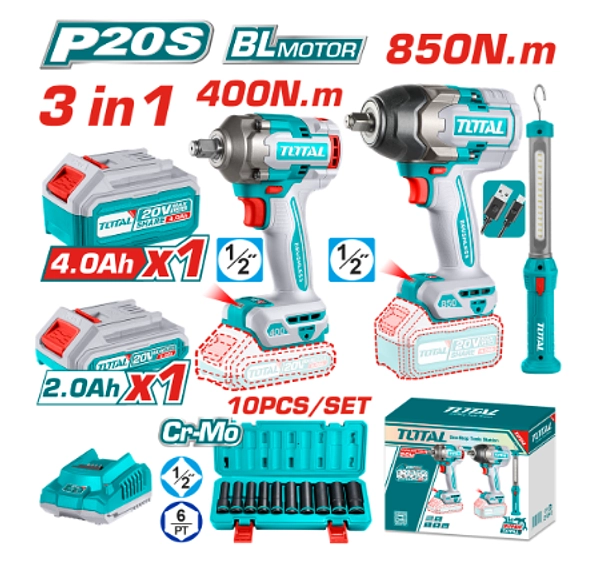 Pistola Impacto + Pistola Impacto Inalámbrica + Lampara 300